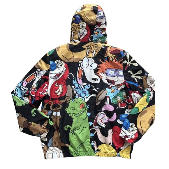 Members Only Nickelodeon Jacket Mens Large Cartoon Print Hooded Windbreaker 90s - Picture 7 of 13